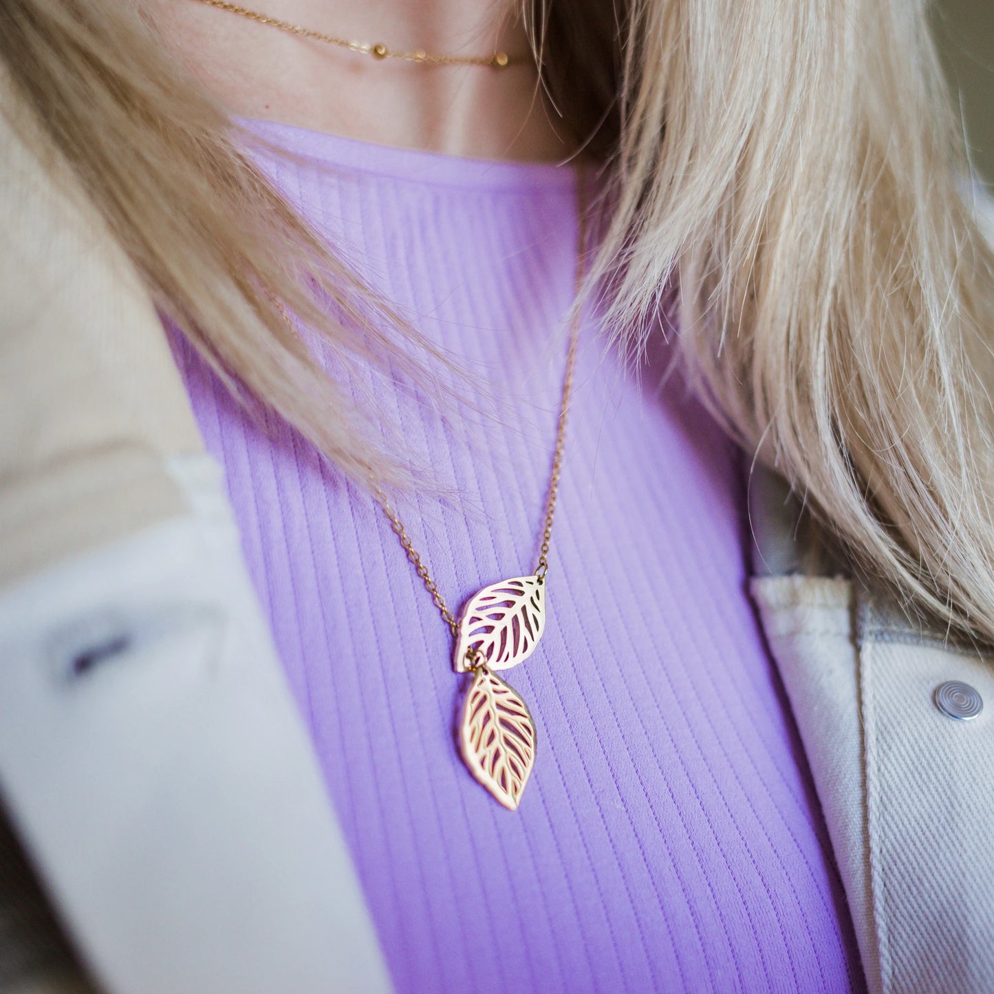 Calathea Double Leaf Necklace